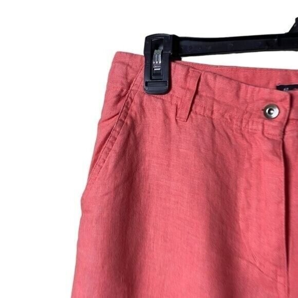 Womens Linen Wide-Leg Pants 4 Beachy Coastal Lagenlook Oversized Coral B… - Picture 3 of 7